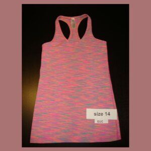 Ivivva by Lululemon🍋 Keep Ur Cool Racer Colours tank top pink size 14